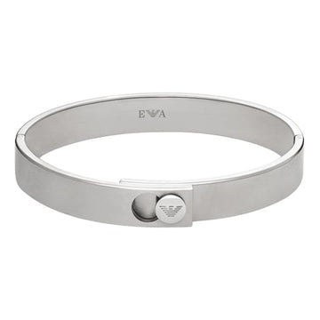 Ανδρικό βραχιόλι Emporio Armani EGS3086040 χειροπέδα από ανοξείδωτο ατσάλι σε ασημί χρώμα.